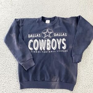 Vintage Dallas Cowboys Sweatshirt Mens Large Blue NFL Football Logo 7 90s‎